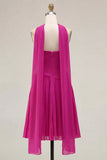 Yellow Pleated Sweetheart A-Line Short Homecoming Dress with Neck Scarf