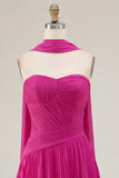 Yellow Pleated Sweetheart A-Line Short Homecoming Dress with Neck Scarf