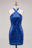 Sparkly Burgundy Sequin Tight Short Homecoming Dress