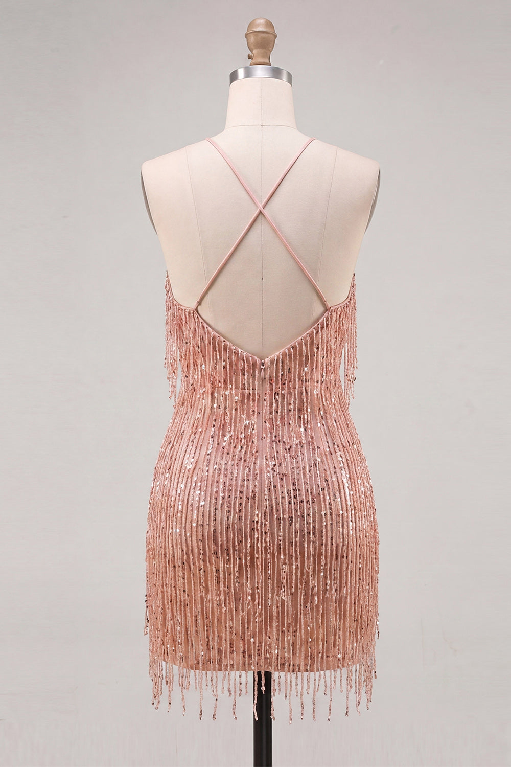 Sparkly Peacock Fringed Halter Tight Short Homecoming Dress