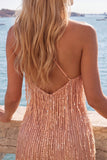 Sparkly Peacock Fringed Halter Tight Short Homecoming Dress