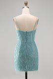 Sparkly Gold Fringed V-Neck Tight Short Homecoming Dress