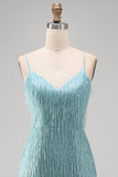 Sparkly Gold Fringed V-Neck Tight Short Homecoming Dress