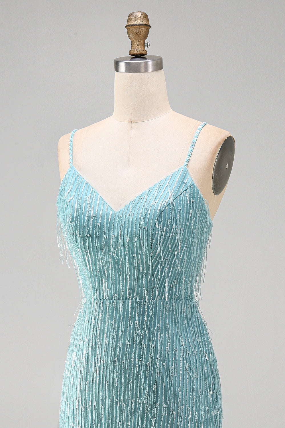 Sparkly Gold Fringed V-Neck Tight Short Homecoming Dress