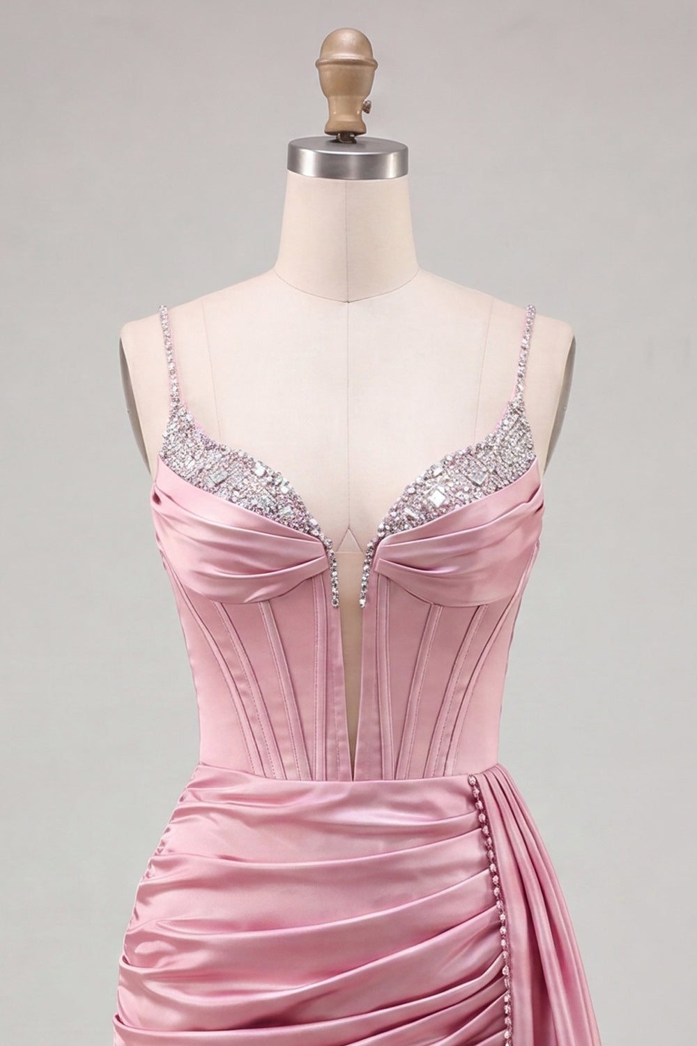 Sparkly Gold Satin Fringed Beaded Tight Short Corset Homecoming Dress