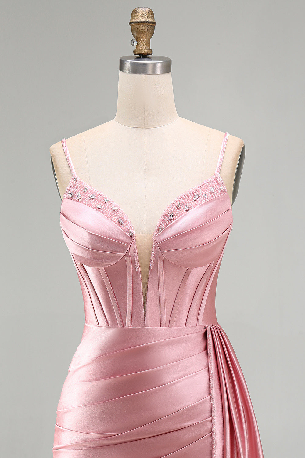 Sparkly Gold Satin Fringed Beaded Tight Short Corset Homecoming Dress