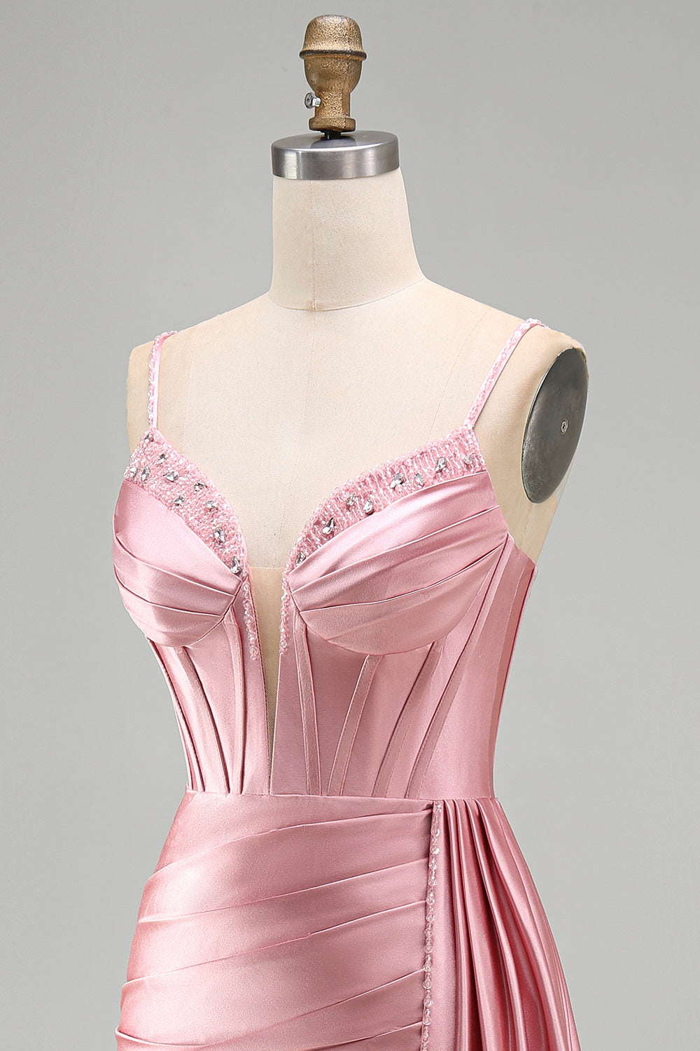 Sparkly Gold Satin Fringed Beaded Tight Short Corset Homecoming Dress
