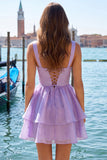 Sage Green V-Neck Beaded Ruffled Short A Line Homecoming Dress