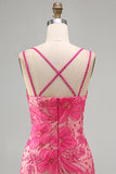 Floral Lilac Beaded Spaghetti Straps Tight Short Homecoming Dress