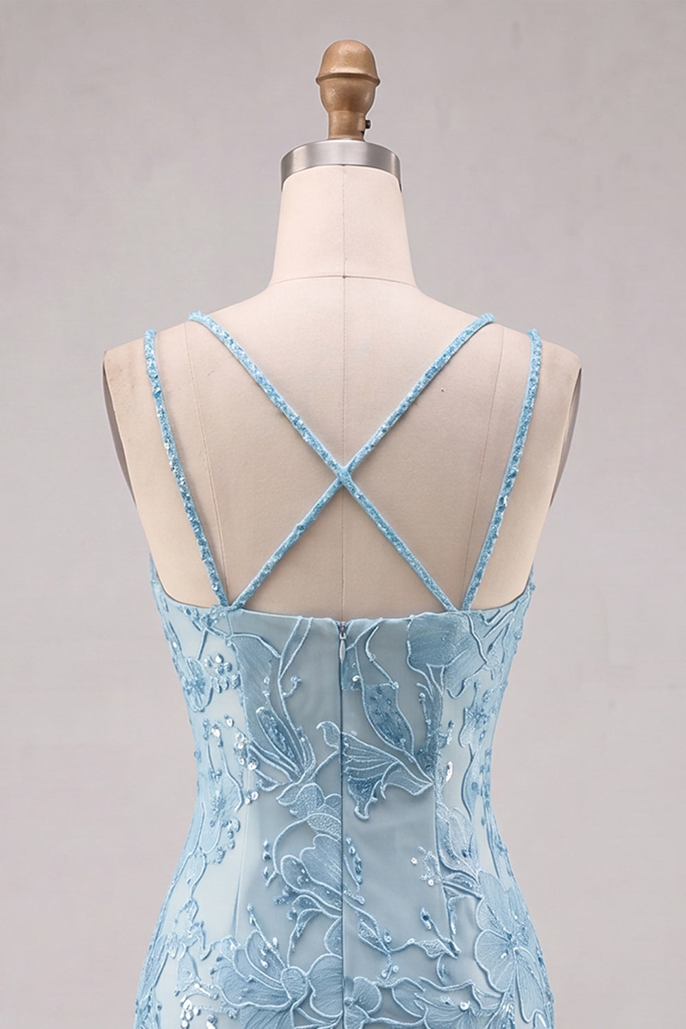 Floral Lilac Beaded Spaghetti Straps Tight Short Homecoming Dress