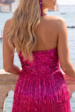 Sparkly Green Sequin Tight Short Homecoming Dress with Fringes