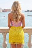 Sparkly Green Sequin Tight Short Homecoming Dress with Fringes