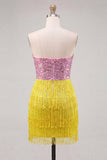 Sparkly Green Sequin Tight Short Homecoming Dress with Fringes