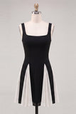 White Black Dots Ruched A-Line Short Homecoming Dress