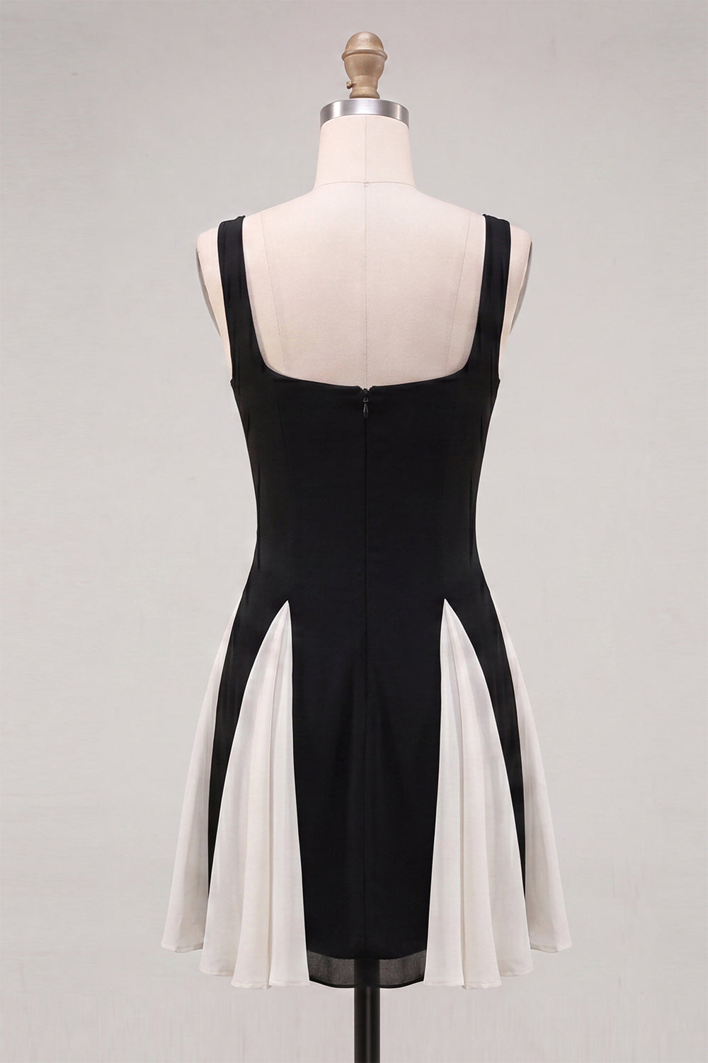 White Black Dots Ruched A-Line Short Homecoming Dress