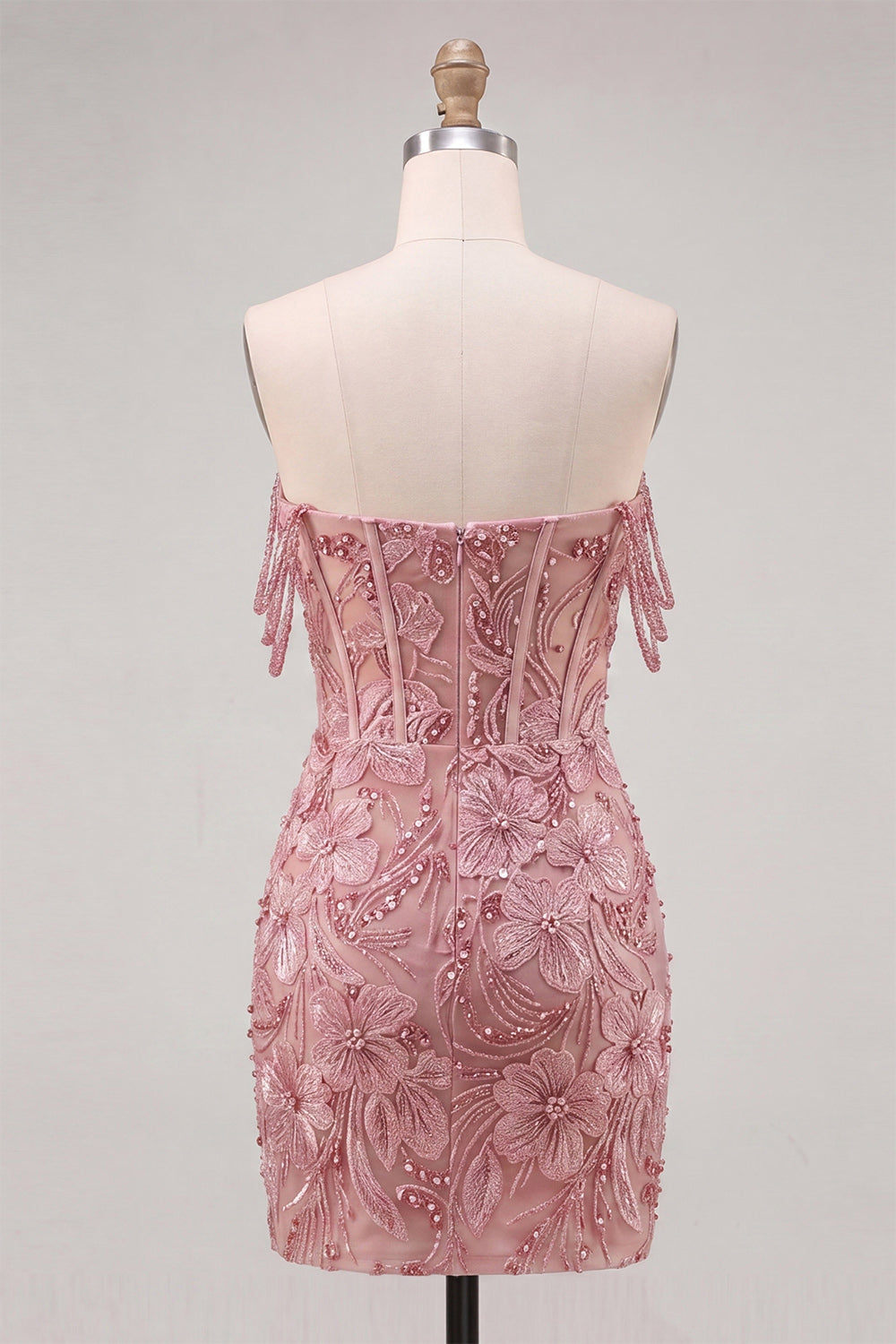 Floral Sage Green Corset Beaded Tight Short Homecoming Dress