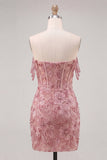 Floral Sage Green Corset Beaded Tight Short Homecoming Dress