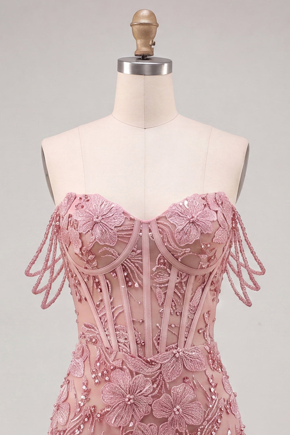 Floral Sage Green Corset Beaded Tight Short Homecoming Dress