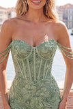 Floral Sage Green Corset Beaded Tight Short Homecoming Dress