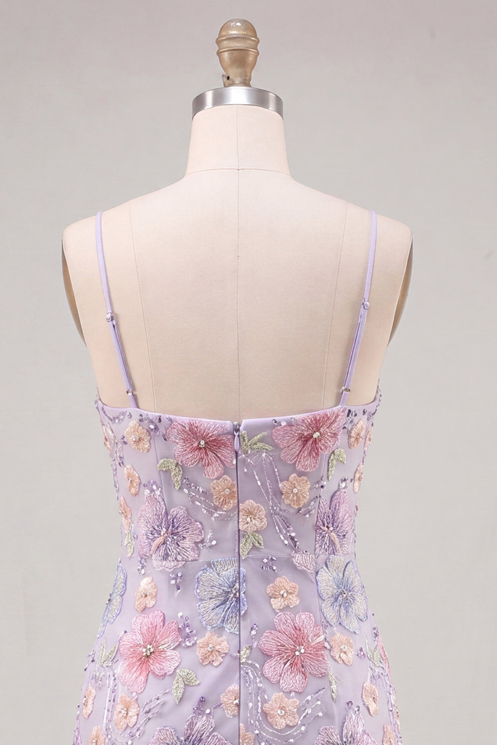 Floral Light Pink Beaded Tight Short Homecoming Dress