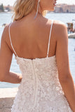 Ivory Appliqued A-Line Spaghetti Straps Short Homecoming Dress