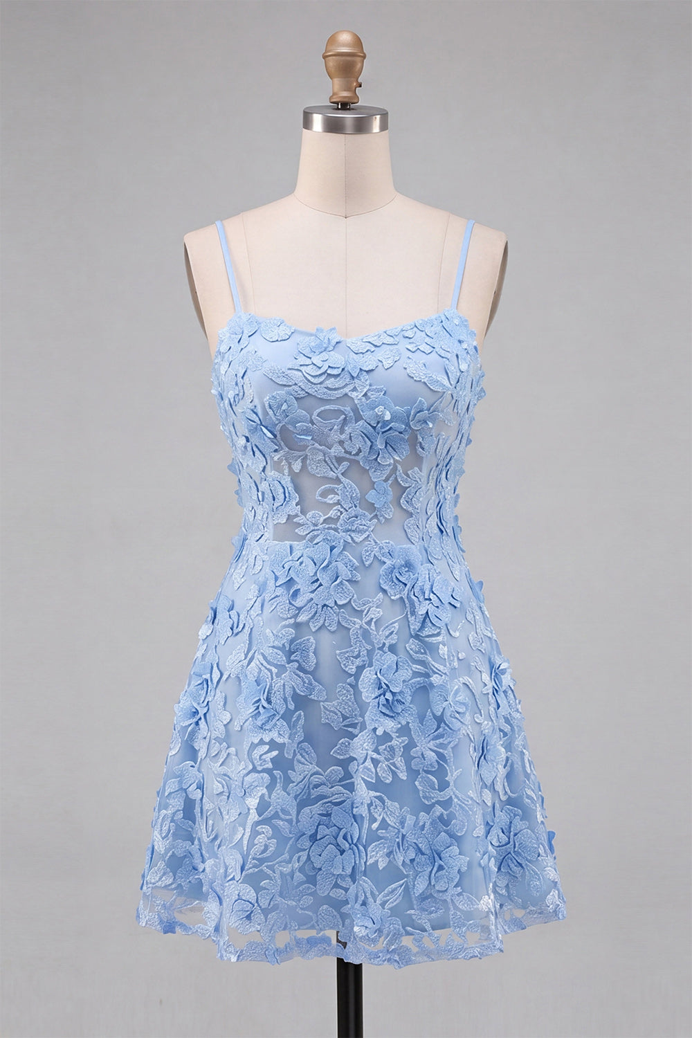 Ivory Appliqued A-Line Spaghetti Straps Short Homecoming Dress