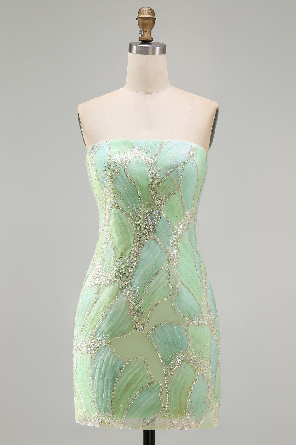Sparkly Mint Green Sequin Strapless Tight Short Homecoming Dress