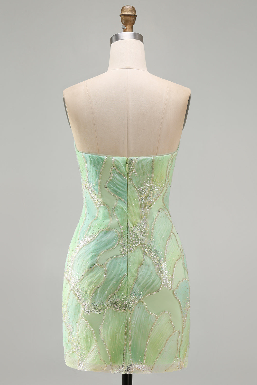 Sparkly Mint Green Sequin Strapless Tight Short Homecoming Dress