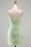 Sparkly Mint Green Sequin Strapless Tight Short Homecoming Dress