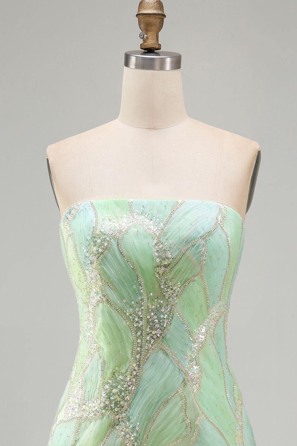 Sparkly Mint Green Sequin Strapless Tight Short Homecoming Dress