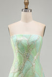 Sparkly Mint Green Sequin Strapless Tight Short Homecoming Dress