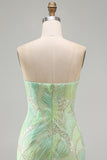 Sparkly Mint Green Sequin Strapless Tight Short Homecoming Dress