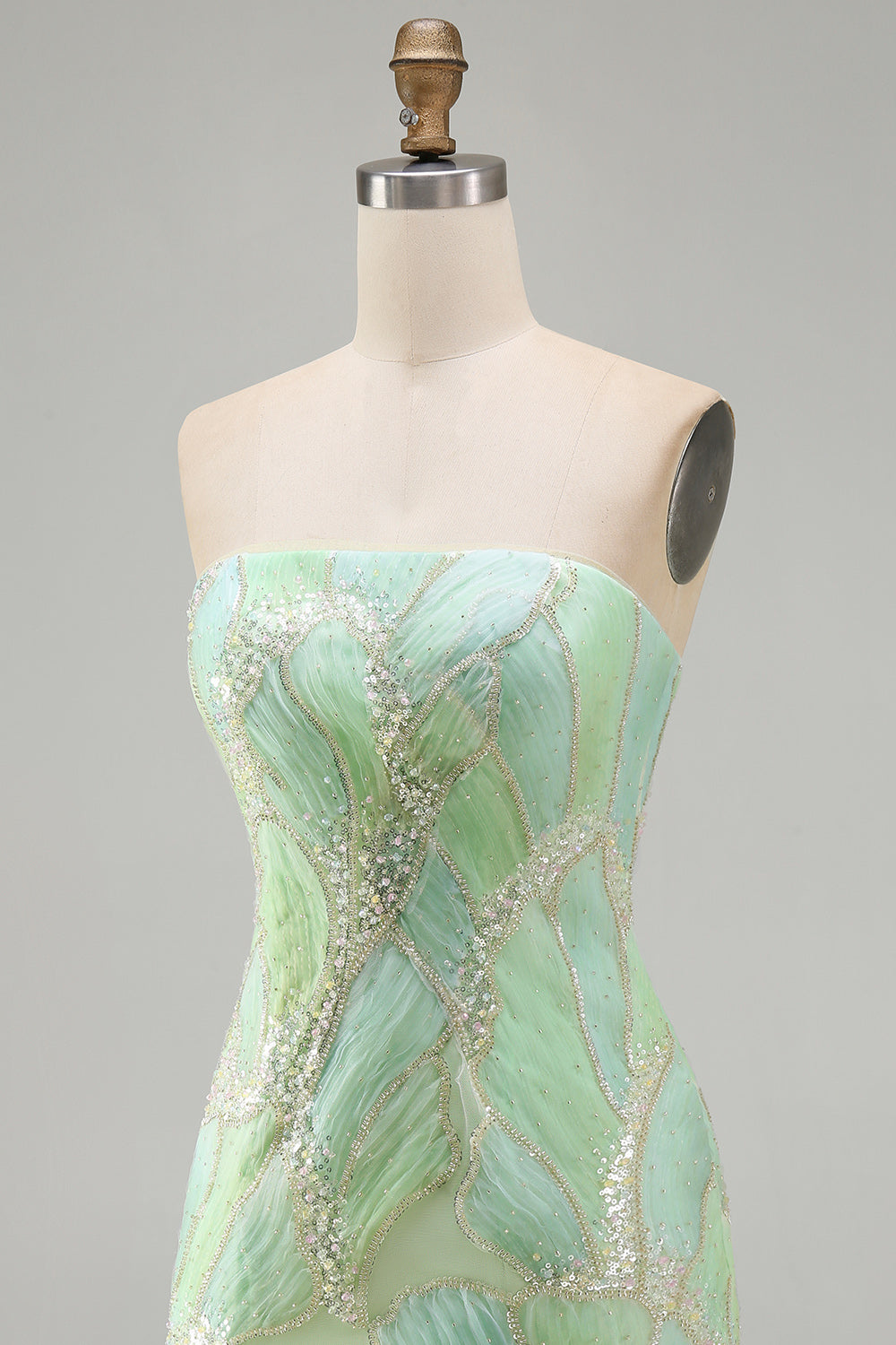 Sparkly Mint Green Sequin Strapless Tight Short Homecoming Dress