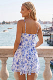Red Floral Ruffled A-Line Short Homecoming Dress