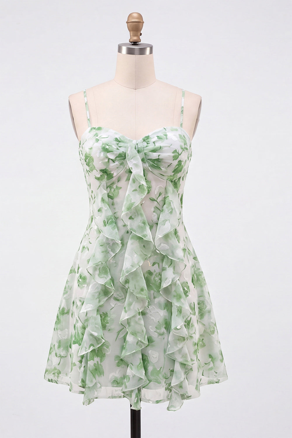 Red Floral Ruffled A-Line Short Homecoming Dress