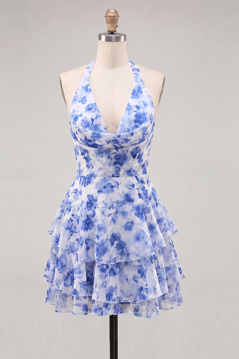 Floral Green Tiered Ruffled A-Line Short Homecoming Dress