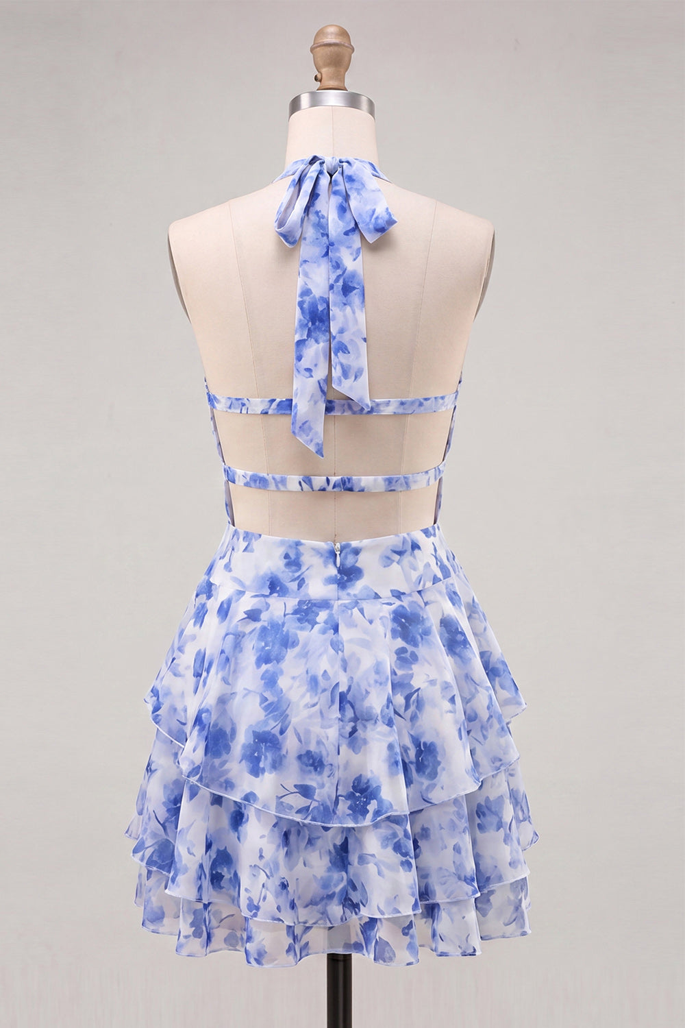 Floral Green Tiered Ruffled A-Line Short Homecoming Dress