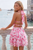Floral Green Tiered Ruffled A-Line Short Homecoming Dress
