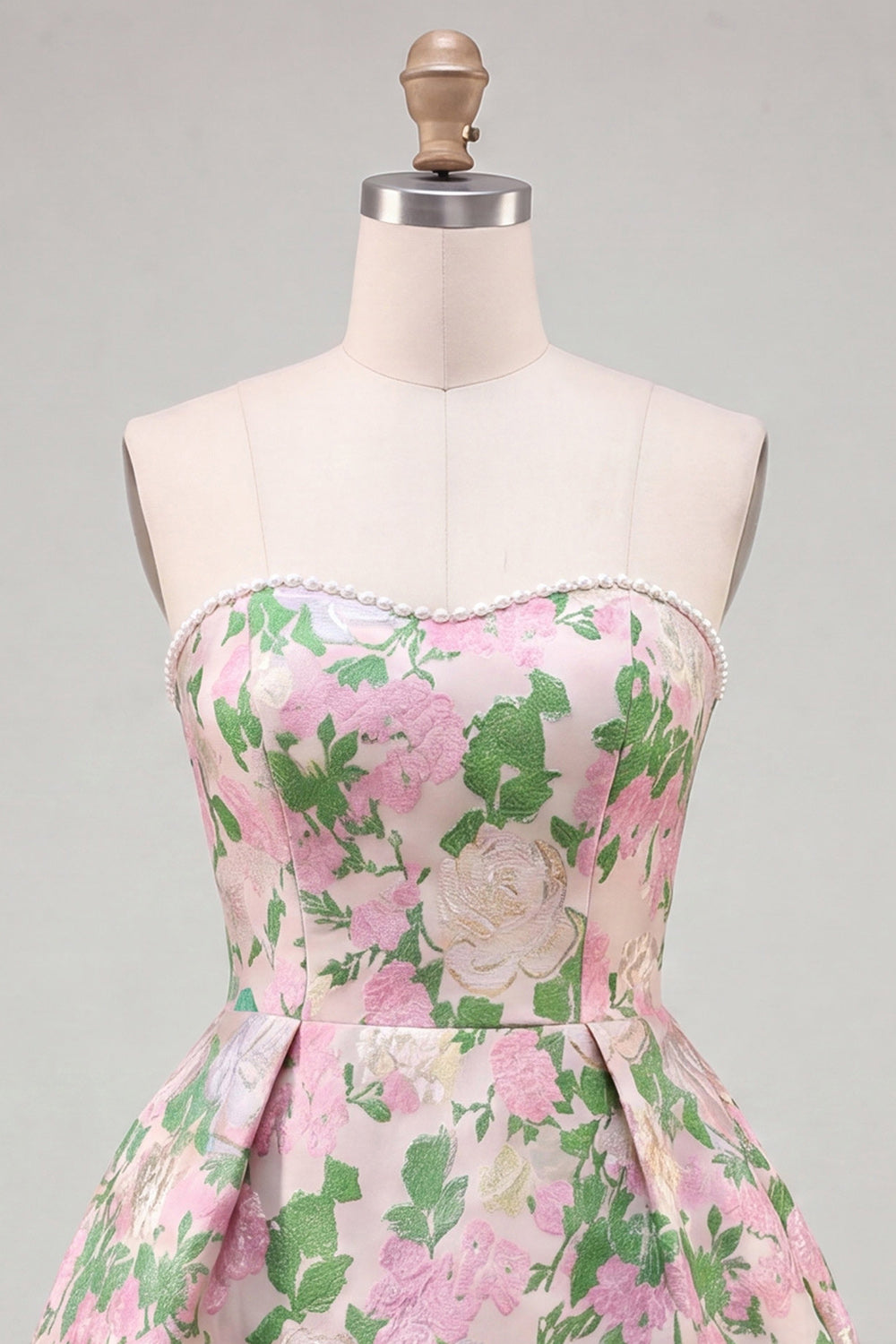Yellow Flower Jacquard A-Line Short Homecoming Dress with Bow