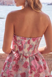 Floral Orange Corset Sweetheart A-Line Short Homecoming Dress