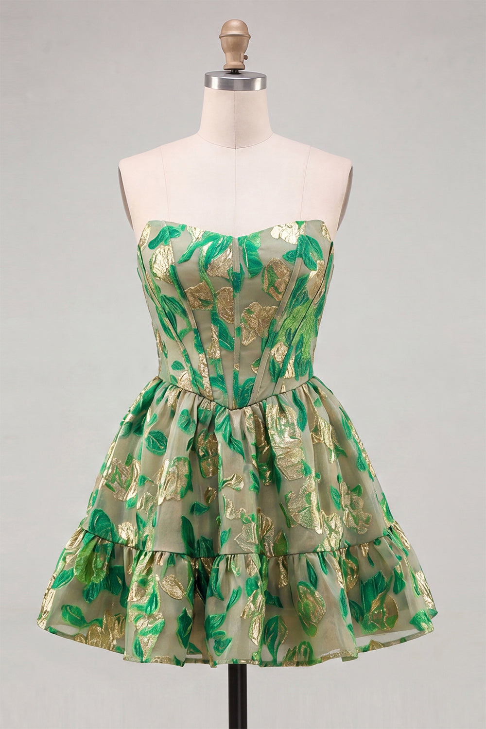 Floral Orange Corset Sweetheart A-Line Short Homecoming Dress