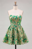 Floral Orange Corset Sweetheart A-Line Short Homecoming Dress