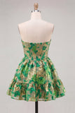 Floral Orange Corset Sweetheart A-Line Short Homecoming Dress