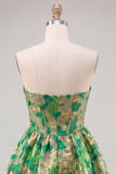 Floral Orange Corset Sweetheart A-Line Short Homecoming Dress