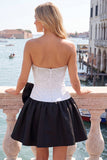 Blue Satin Beaded A-Line Short Homecoming Dress with Bow