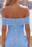 Floral Light Blue Ruffled Tight Short Homecoming Dress with Sash