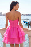 Yellow Corset Tiered Ruffled A-Line Short Homecoming Dress