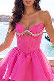 Yellow Corset Tiered Ruffled A-Line Short Homecoming Dress