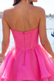 Yellow Corset Tiered Ruffled A-Line Short Homecoming Dress