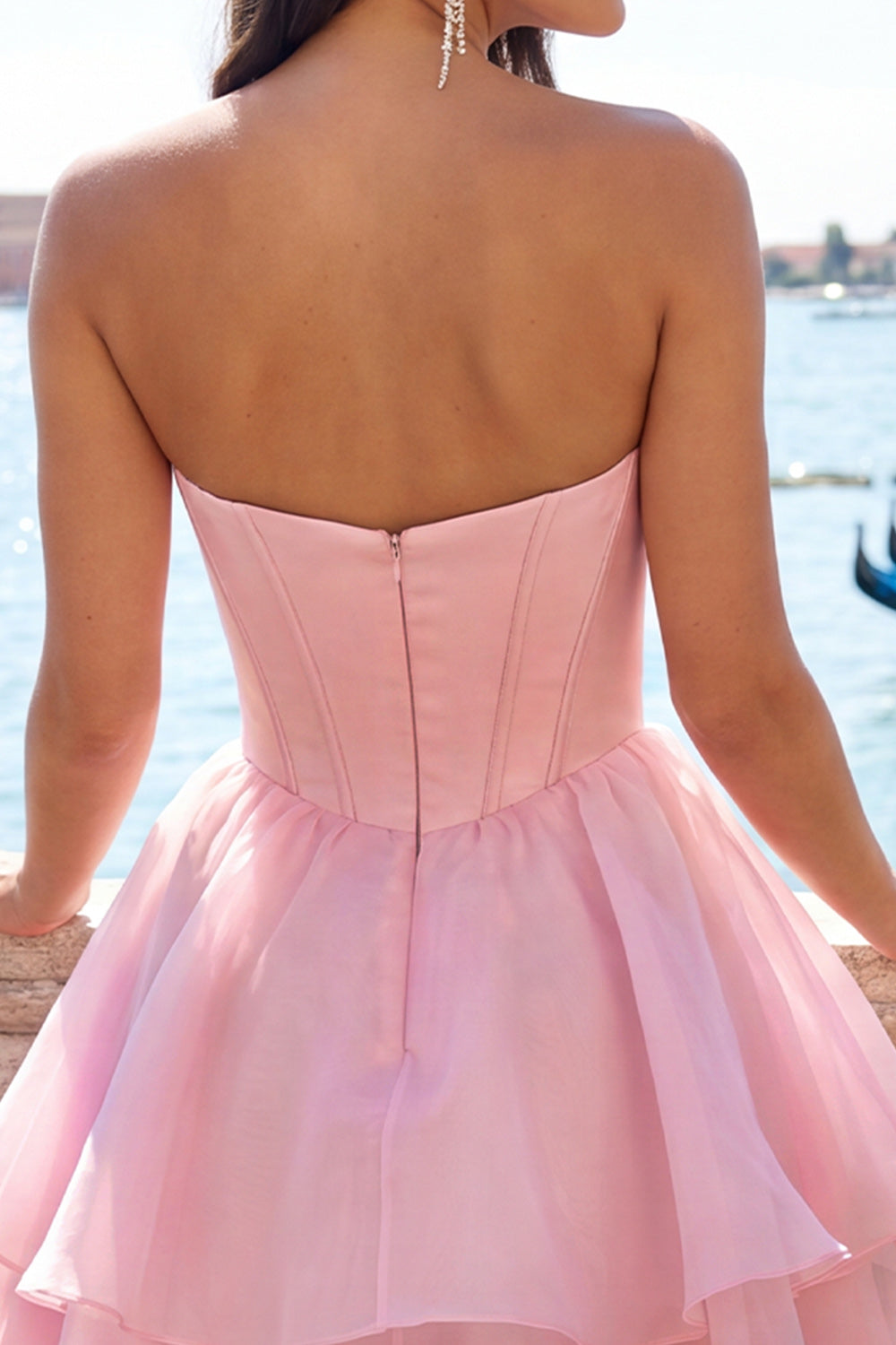 Yellow Corset Tiered Ruffled A-Line Short Homecoming Dress